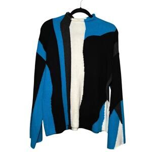 DNKY - Mock Neck Sweater Size M - Bold Blue Abstract